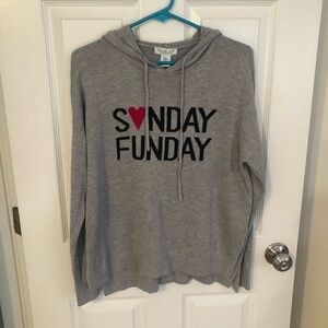 Rachel Zoe Hooded Long Sleeve Sweater Sunday Funday Graphic Cashmere Blend M